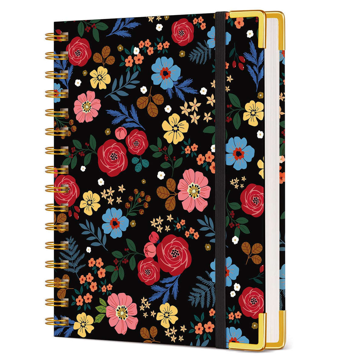 Cute Spiral Notebook Journal for Women, 200 Pages Lined Notebooks 8.5” x 11”, A4 Large Hardcover Spiral Journals with 100 GSM Thick Paper, College Ruled Notebook for Writing Work School, Orange Floral