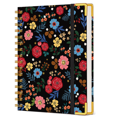 Cute Spiral Notebook Journal for Women, 200 Pages Lined Notebooks 8.5” x 11”, A4 Large Hardcover Spiral Journals with 100 GSM Thick Paper, College Ruled Notebook for Writing Work School, Orange Floral