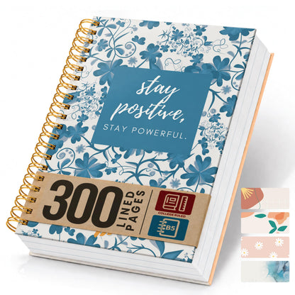 300-Page Hard Cover Notebook with Affirmations - B5 Spiral Bound