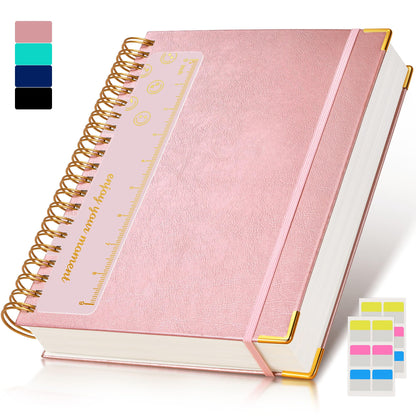 Spiral Notebook Journal 8.5” x 11”, 300 Pages Hardcover Leather Lined Journals for Women Men, A4 Large College Ruled Notebooks with 100 GSM Thick Paper, Spiral Journal for Writing Work School, Purple
