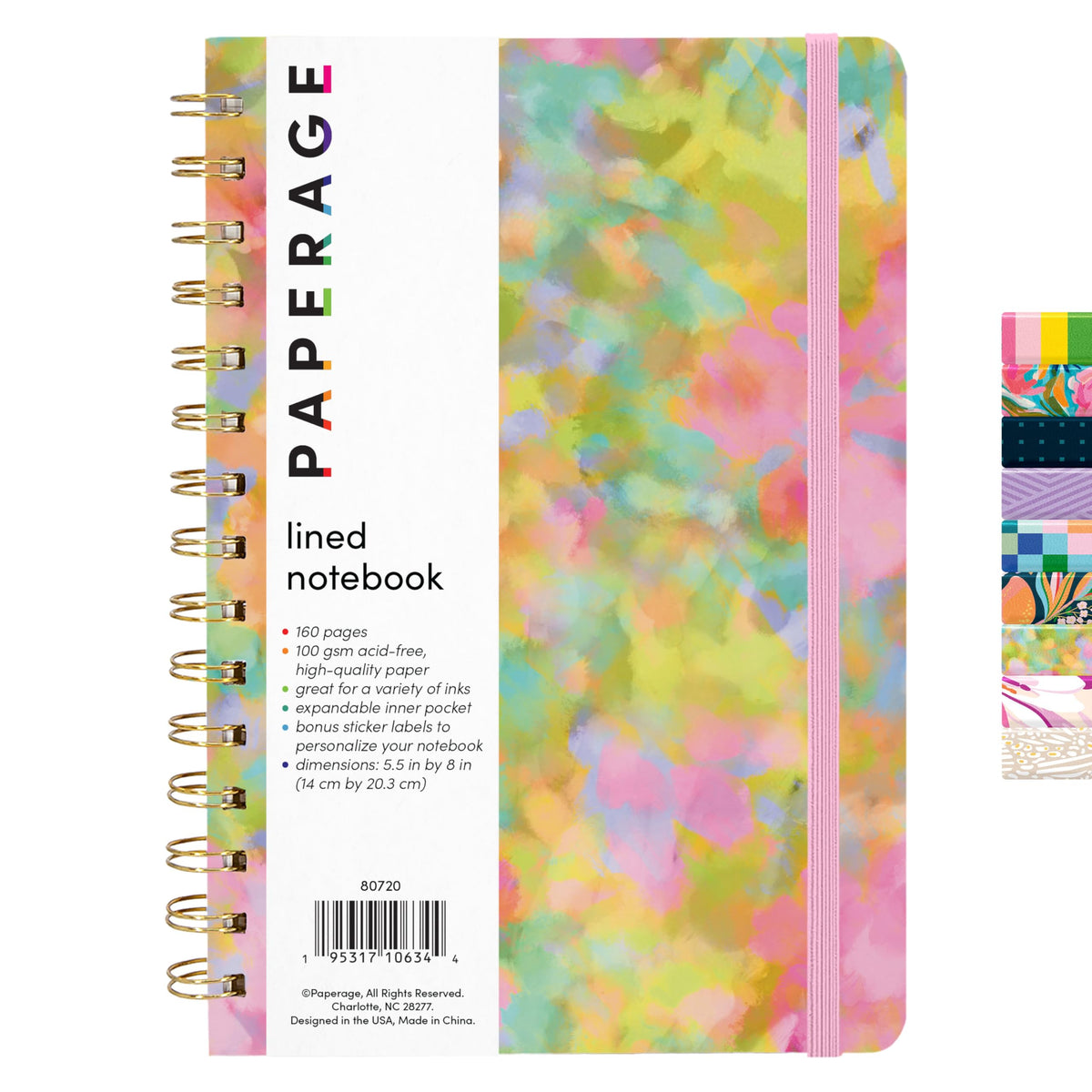PAPERAGE Lined Spiral Journal Notebook, (Burgundy, Navy, Olive Green), 3 Pack, 160 Pages, Medium 5.5 inches x 8 inches - 100 GSM Thick Paper, Hardcover, Double-Wire Spiral Journal & Notebook