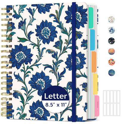 Taja Spiral Notebooks for Work 5 Subject Notebook with Removable Dividers