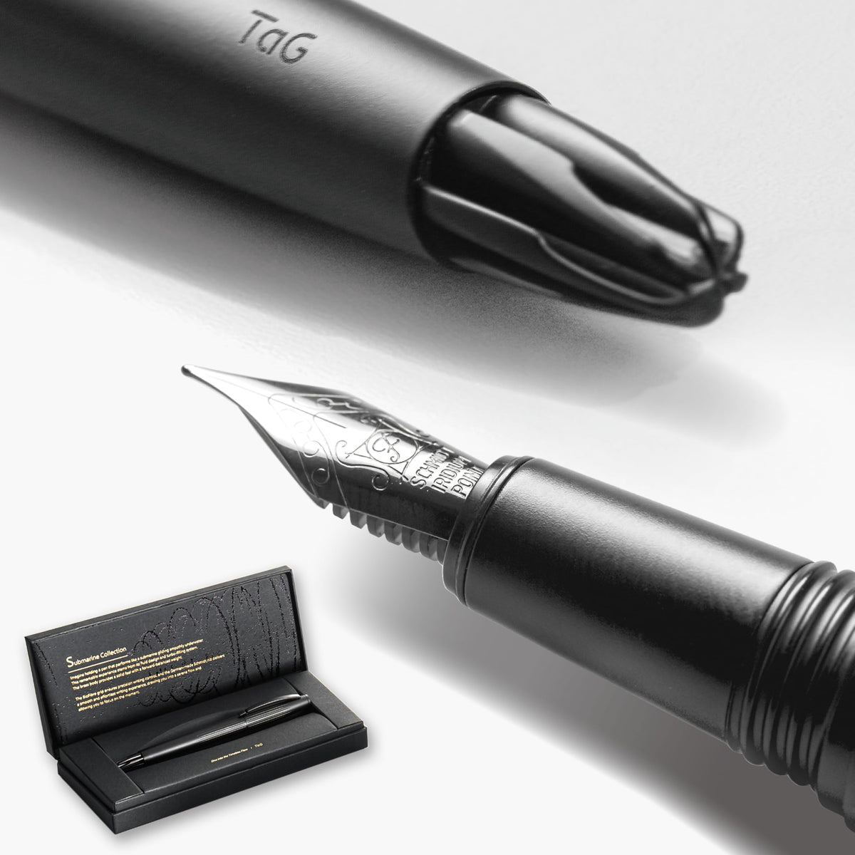 TAG Submarine Luxury Fountain Pen – TurbineDriven Refill, Gold-Plated Medium Nib, Elegant Writing Gift for Men & Women, Designed by Award-Winning Team
