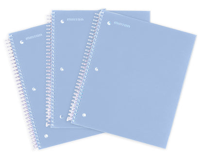 Mintra Office Durable Spiral Notebooks, 1 Subject, (Spring Pink, Sun Yellow, Arctic Ice, College Ruled 3pk)