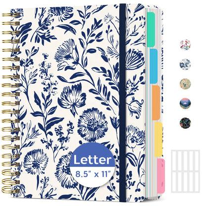 Taja Spiral Notebooks for Work 5 Subject Notebook with Removable Dividers