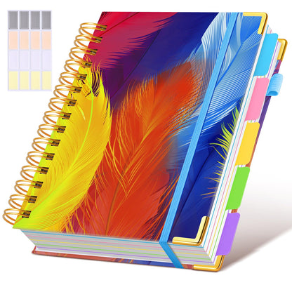 Hardcover Spiral Notebook journal with Removable Dividers Tabs, 300 Pages Leather 5 Subject Notebook College Ruled, 8"x10" Large B5 Notebooks for Work School Note taking, Lined Journal for Women,Green