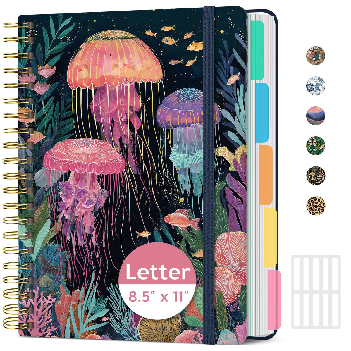 Taja Cute Large Spiral Lined Notebook for Work with 5 Removable Dividers