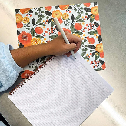 Steel Mill & Co. Cute Floral Large Spiral Notebook, Orange Flower