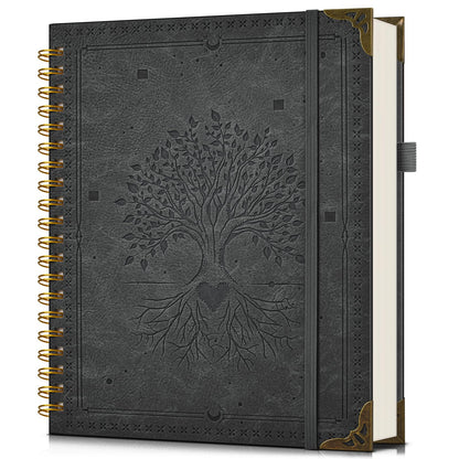 dilitego Leather Spiral Notebook Journal 8.5 x 11, Large A4 Hardcover Spiral Notebooks College Ruled, 100 GSM Thick Journals for Writing, 200 Pages Lined Vintage Journal for Women Men, Brown