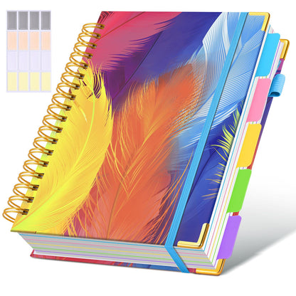 Hardcover Spiral Notebook journal with Removable Dividers Tabs, 300 Pages Leather 5 Subject Notebook College Ruled, 8"x10" Large B5 Notebooks for Work School Note taking, Lined Journal for Women,Green