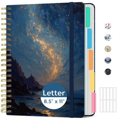 Taja Spiral Notebooks for Work 5 Subject Notebook with Removable Dividers