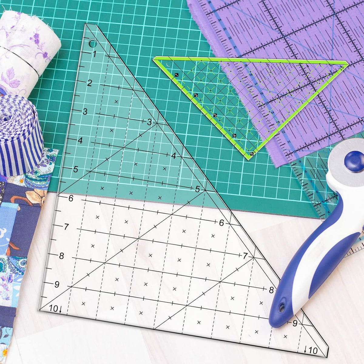 2 Pcs Triangle Quilting Ruler Folded Corner Clipper 45 Degree Quilting
