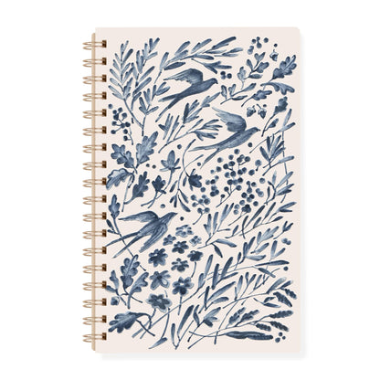 Fringe Studio Paper Spiral Journal, "FLEUR MAGNOLIA VINES", Approx. 6” w x 9.5” h x 0.5", 160 Pg, Fleur Collection (140PA006FSC)