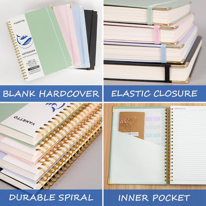 VANRTTO Hardcover College Ruled Spiral Notebook 8.5x11 IN A4 for Work Green