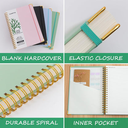 VANRTTO Hardcover Spiral Notebook 8.5x11 IN Notebooks College Ruled Green
