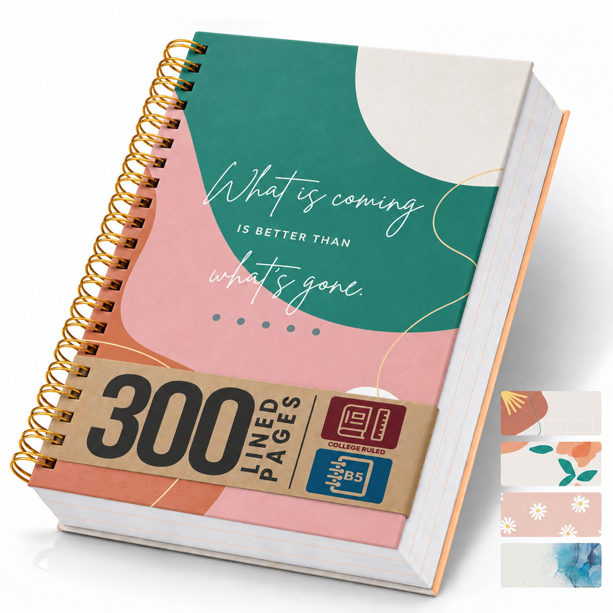 300-Page Hard Cover Notebook with Affirmations - B5 Spiral Bound