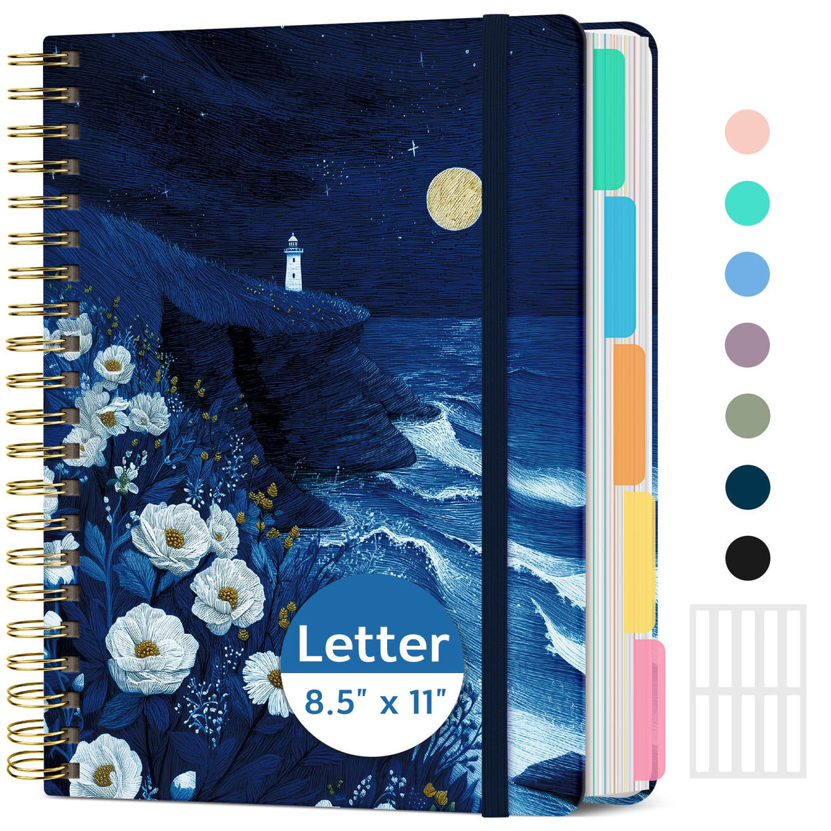 Taja Cute Large Spiral Lined Notebook for Work with 5 Removable Dividers