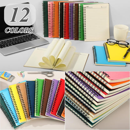 Leelosp 12 Pcs Small Spiral Notebook,Rainbow,5 x 7 Inch