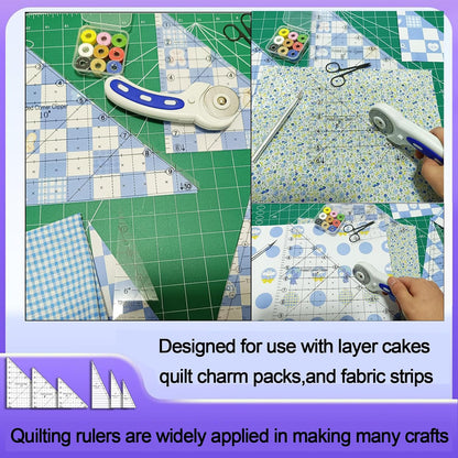 6 Pieces Folded Corner Ruler 6 8 10 Inch Quilting Template Triangle Ruler, 45 Degree Acrylic Triangle Quilt Template, Sewing Templates for Sewing Cutting Cutter Tools, Transparent