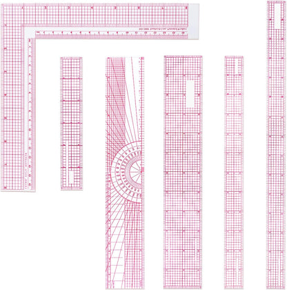 Frienda 6 Pcs Clear Plastic Sewing Rulers Set, Beveled Inch Metric Scales