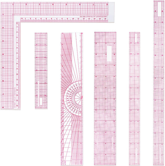 Frienda 6 Pcs Clear Plastic Sewing Rulers Set, Beveled Inch Metric Scales