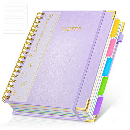 Hardcover Multi Subject Spiral Notebook with Tabs, Large B5 for Work