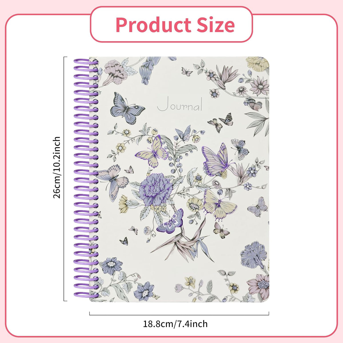 5 Subject Notebook College Ruled,B5 Spiral Lined Notebook with Dividers,240 Pages 100GSM Thick Spiral Writing Journal for Women,B5 Notebooks for School Office,7"*10",Purple