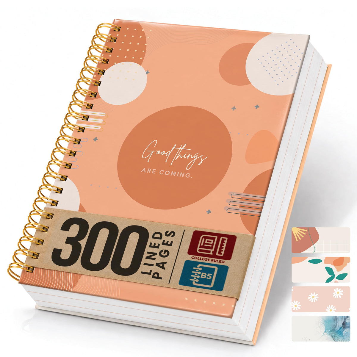 300-Page Hard Cover Notebook with Affirmations - B5 Spiral Bound