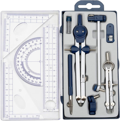 13 Pcs Compass and Protractors Set Math Compass Geometry Tool with Case