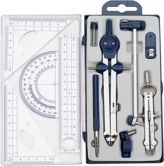 13 Pcs Compass and Protractors Set Math Compass Geometry Tool with Case