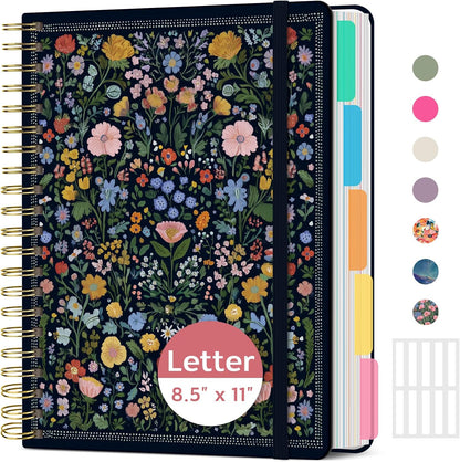 Taja Spiral Notebooks for Work 5 Subject Notebook with Removable Dividers