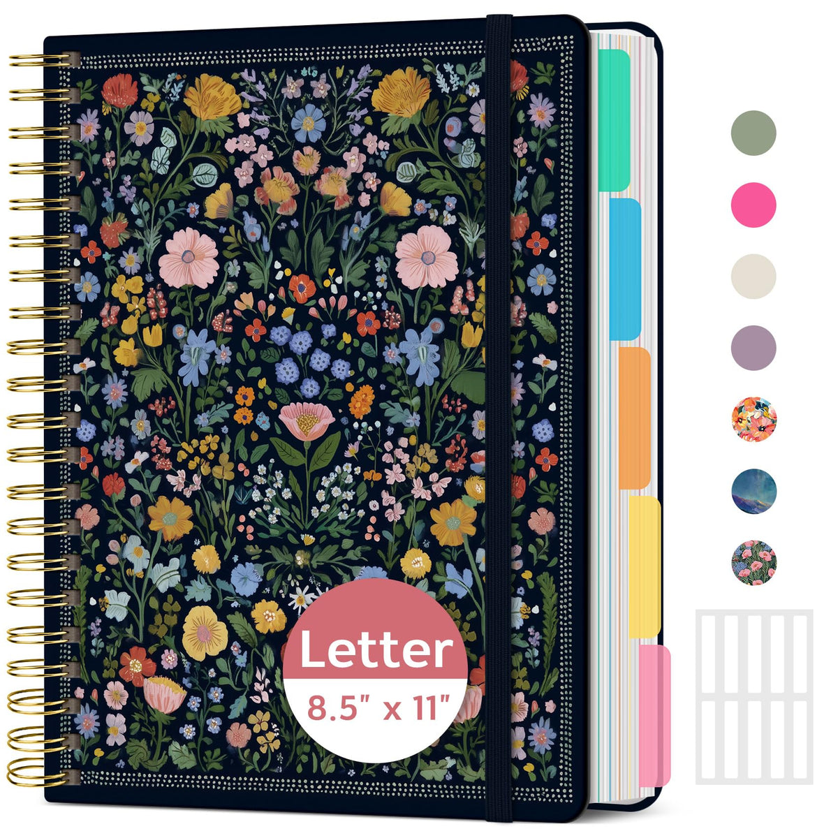 Taja Spiral Notebooks for Work 5 Subject Notebook with Removable Dividers