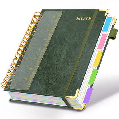 Hardcover Spiral Notebooks for Work 8''x 10'', 300 Pages 5 Subject Notebook with Dividers & Tabs, B5 Spiral Journal for Women, College Ruled Notebooks for School Note-Taking (Rose Purple)