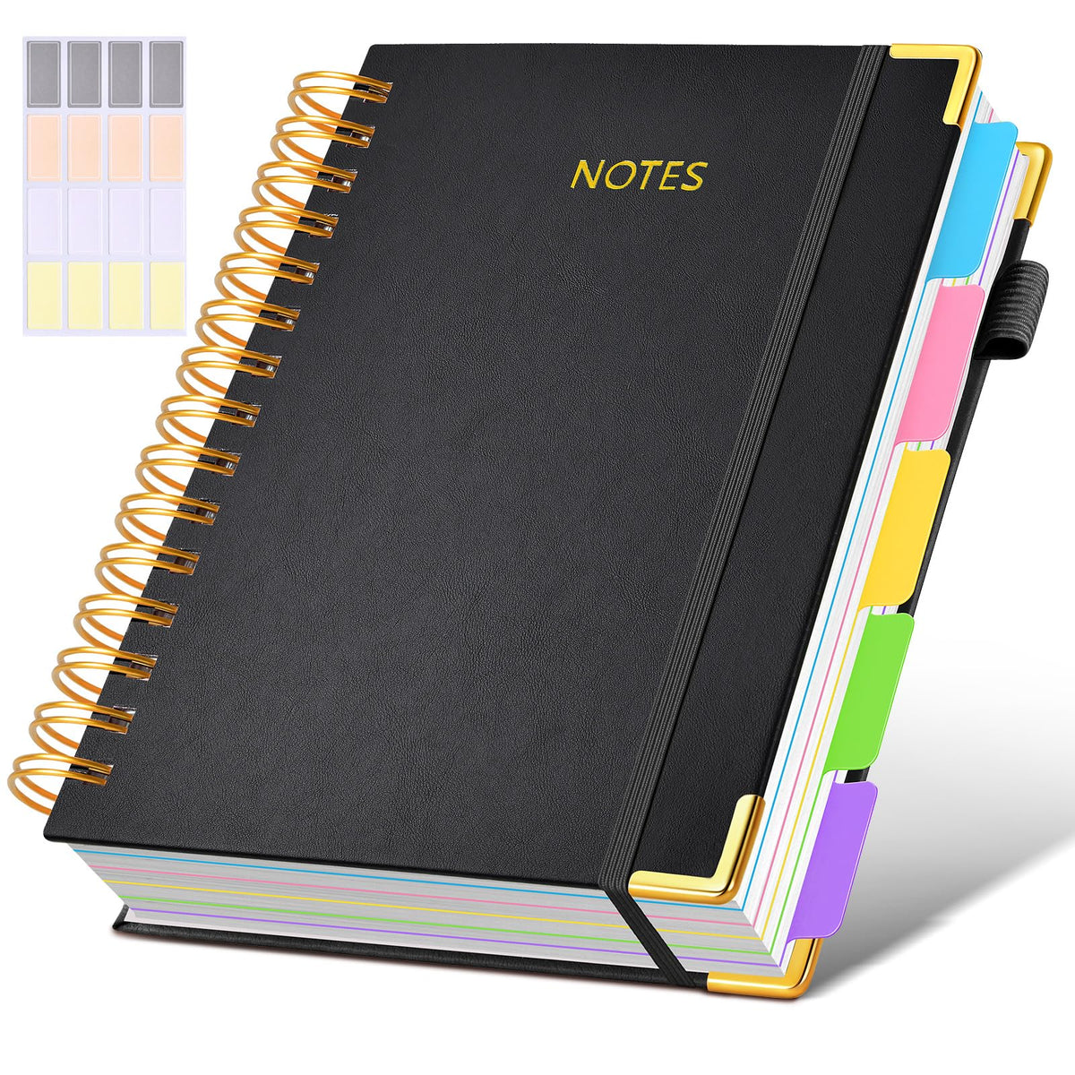 Hardcover Spiral Notebook journal with Removable Dividers Tabs, 300 Pages Leather 5 Subject Notebook College Ruled, 8"x10" Large B5 Notebooks for Work School Note taking, Lined Journal for Women,Green