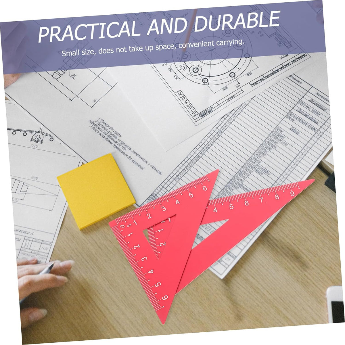 Metal Triangle Ruler Set, 4 Piece Aluminum Alloy Stationery