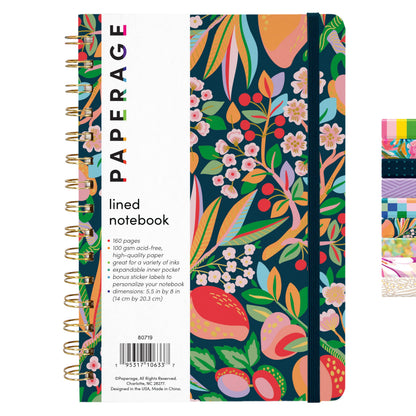 PAPERAGE Lined Spiral Journal Notebook, (Burgundy, Navy, Olive Green), 3 Pack, 160 Pages, Medium 5.5 inches x 8 inches - 100 GSM Thick Paper, Hardcover, Double-Wire Spiral Journal & Notebook