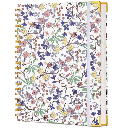 Cute Spiral Notebook Journal for Women, 200 Pages Lined Notebooks 8.5” x 11”, A4 Large Hardcover Spiral Journals with 100 GSM Thick Paper, College Ruled Notebook for Writing Work School, Orange Floral