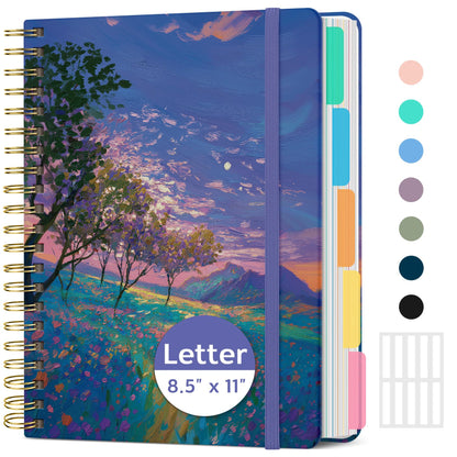 Taja Cute Large Spiral Lined Notebook for Work with 5 Removable Dividers