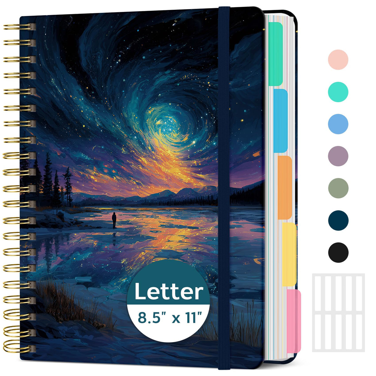Taja Cute Large Spiral Lined Notebook for Work with 5 Removable Dividers