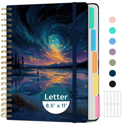 Taja Cute Large Spiral Lined Notebook for Work with 5 Removable Dividers
