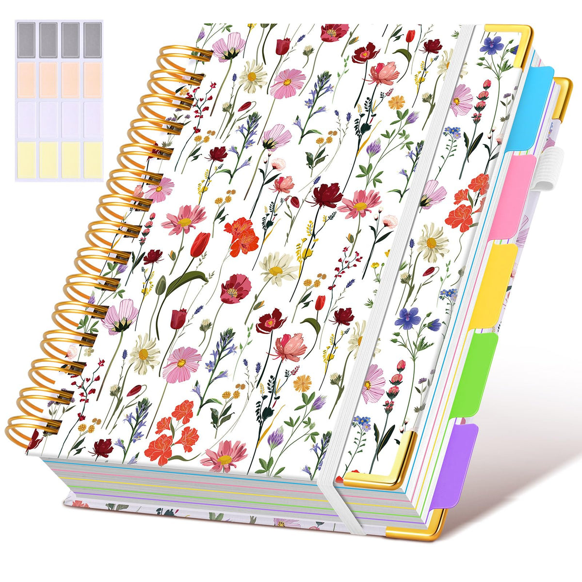 Hardcover Spiral Notebook journal with Removable Dividers Tabs, 300 Pages Leather 5 Subject Notebook College Ruled, 8"x10" Large B5 Notebooks for Work School Note taking, Lined Journal for Women,Green