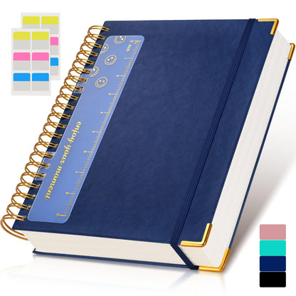Spiral Notebook Journal 8.5” x 11”, 300 Pages Hardcover Leather Lined Journals for Women Men, A4 Large College Ruled Notebooks with 100 GSM Thick Paper, Spiral Journal for Writing Work School, Purple
