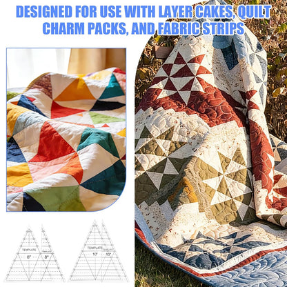 8 Pcs Tall Triangle Ruler for Quilting 4 6 8 10 Inch Acrylic Template Rulers Quilting Sewing Layer Cake Patchwork Supplies for Cutting Pattern DIY Craft (Clear)