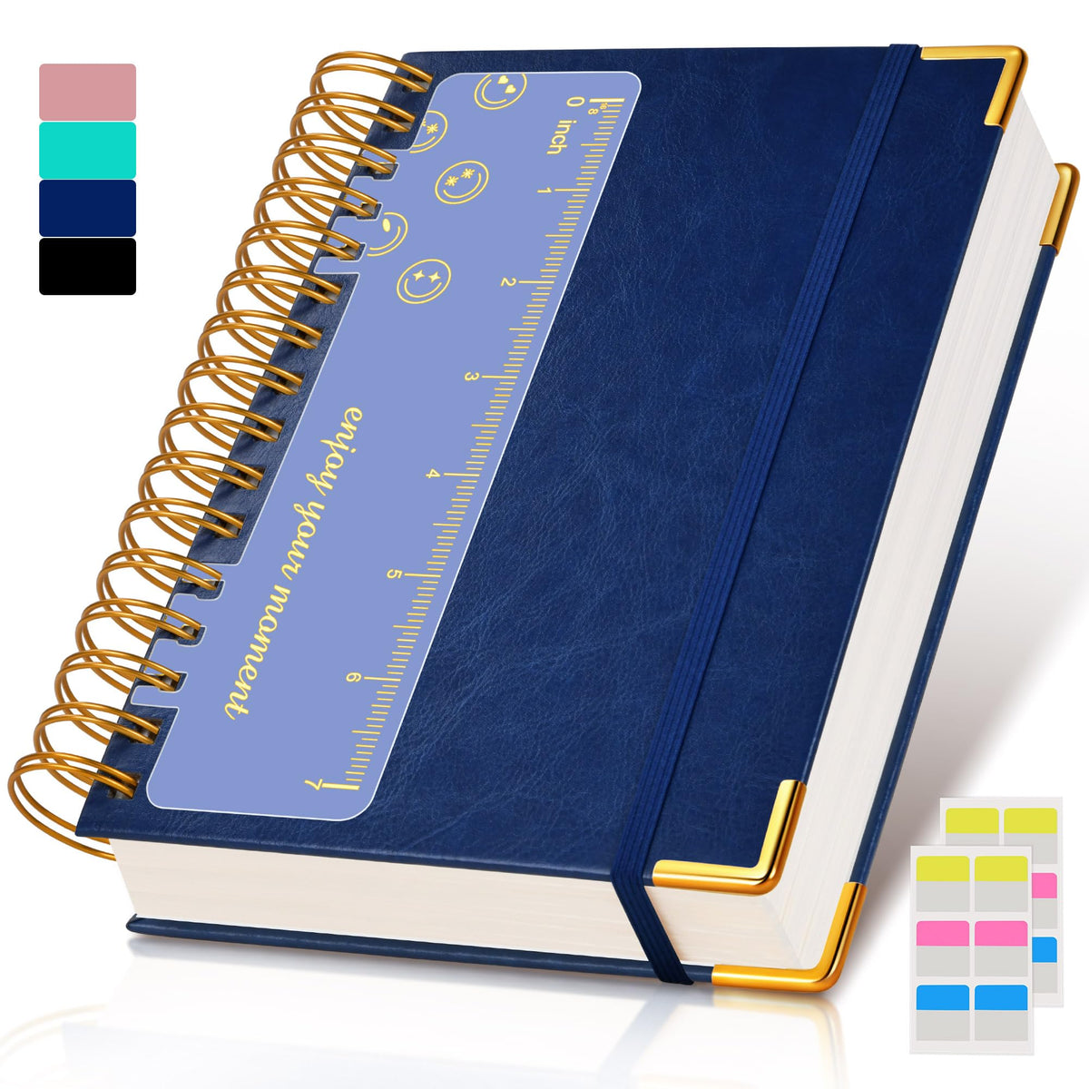Spiral Notebook Journal 8.5” x 11”, 300 Pages Hardcover Leather Lined Journals for Women Men, A4 Large College Ruled Notebooks with 100 GSM Thick Paper, Spiral Journal for Writing Work School, Purple