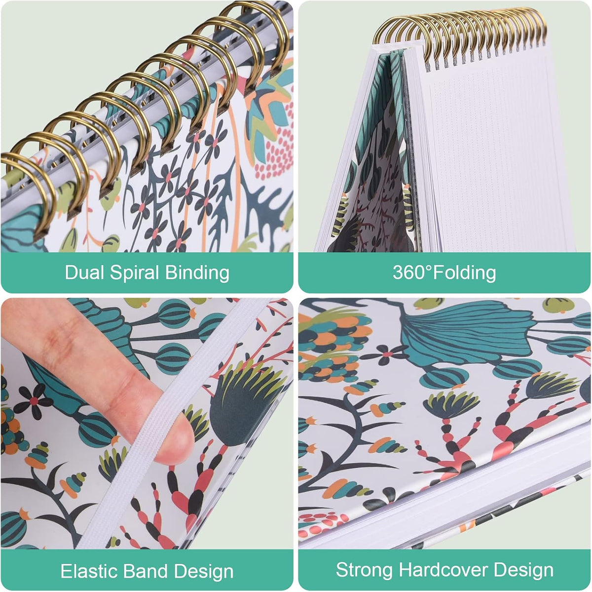 4 Pack Spiral Notebook, A5 Lined Journal for Women, College Ruled 160 Pages
