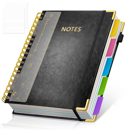 Hardcover Multi Subject Spiral Notebook with Tabs, Large B5 for Work