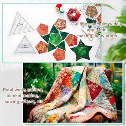 Kigley 3 Pcs 60 Degree Triangle Ruler for Quilting Acrylic Template Rulers Quilting Sewing Layer Cake Patchwork Supplies for Cutting Pattern DIY Craft (Clear,8.5,10.5,12.5 Inch)