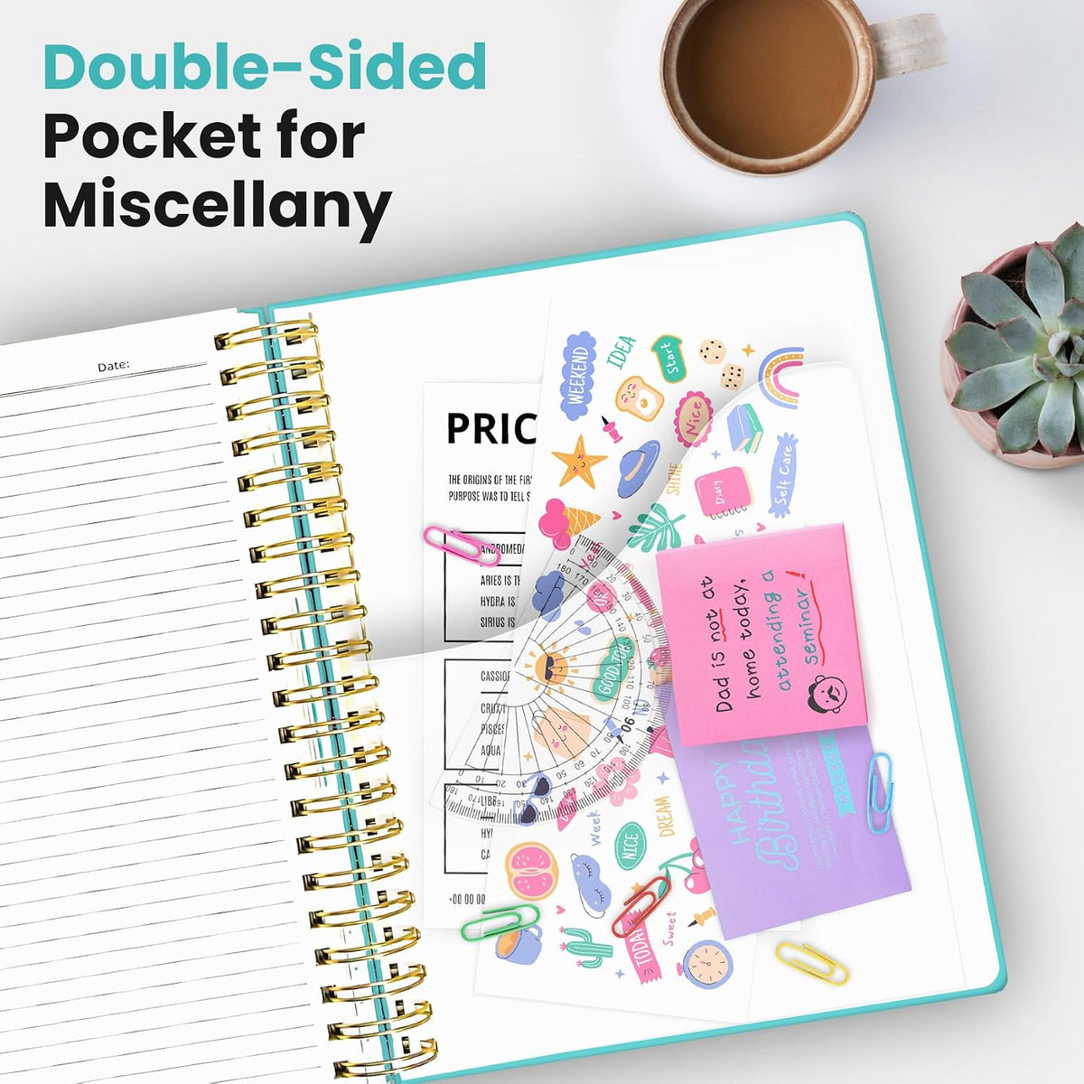 Taja Spiral Notebooks for Work 5 Subject Notebook with Removable Dividers