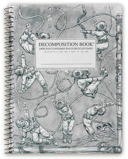 Decomposition Jellyfish College Ruled Spiral Notebook - 9.75 x 7.5 Journal with 160 Lined Pages - 100% Recycled Paper - Cute Notebooks for School Supplies, Home & Office - Made in USA