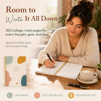 300-Page Hard Cover Notebook with Affirmations - B5 Spiral Bound